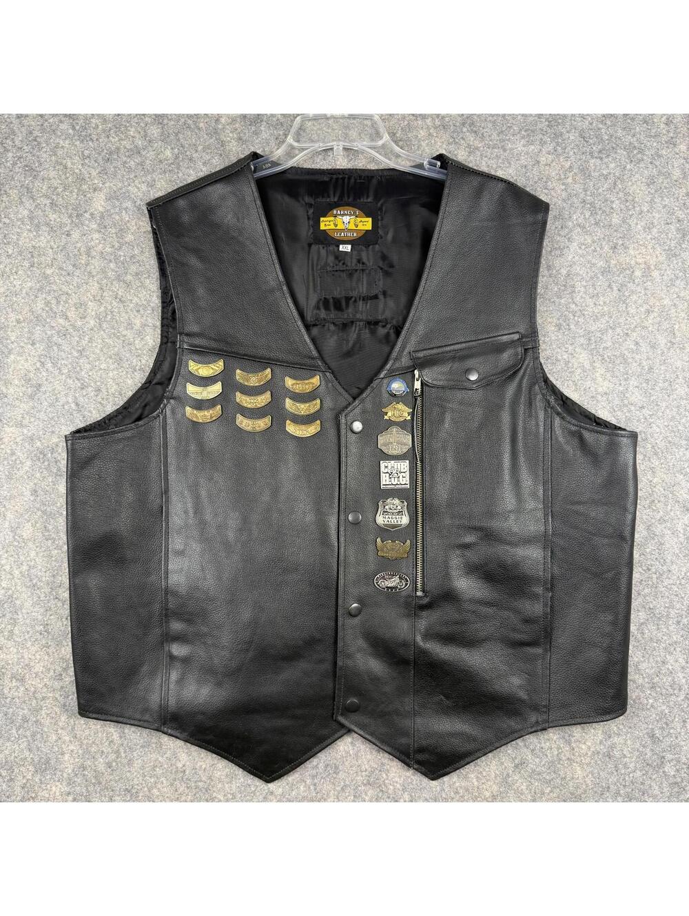 Harley Davidson Owner’s Group Spartanburg SC Black Leather Vest HOG Pins 2XL